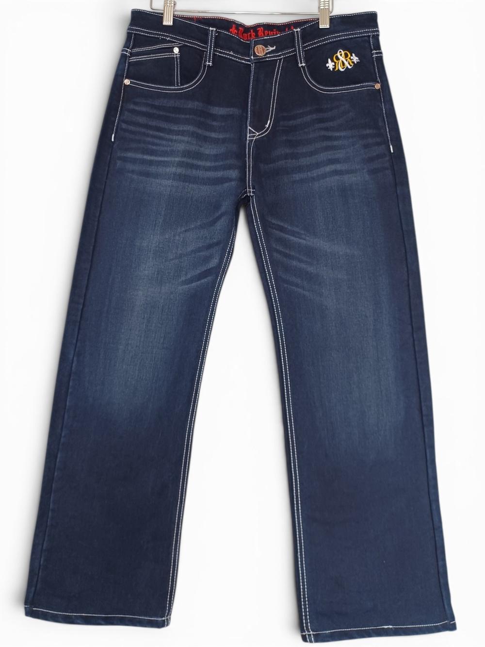 Rock & Republic Men Dark Wash Y2K Jeans 34 Straight Leg McBling Designer Western